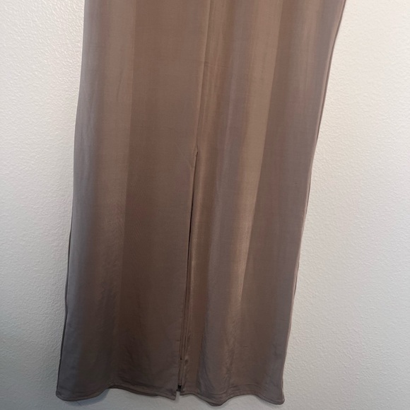Meshki Gabby dress Elegant Brown One-Shoulder Dress mushroom color M #10 - Picture 5 of 14